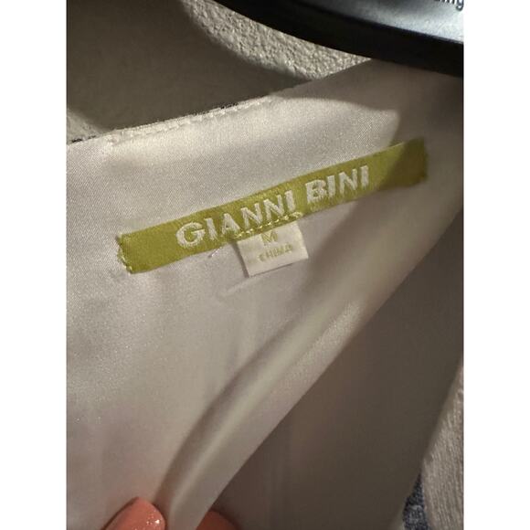 Gianni Bini Women's Medium Blue White Striped Off Shoulder Ruffle Mini Dress - Picture 13 of 13